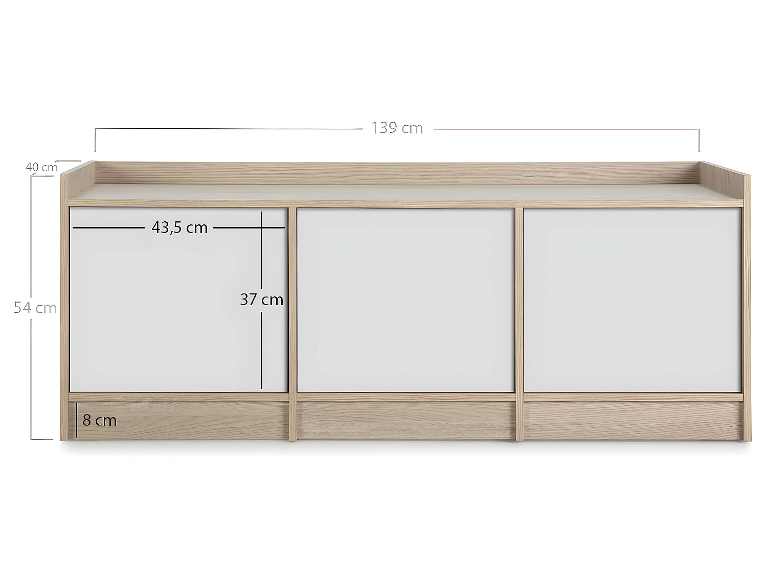 Meuble TV Moscú avec 3 Portes, Couleur Chêne/Blanc, 139 cm