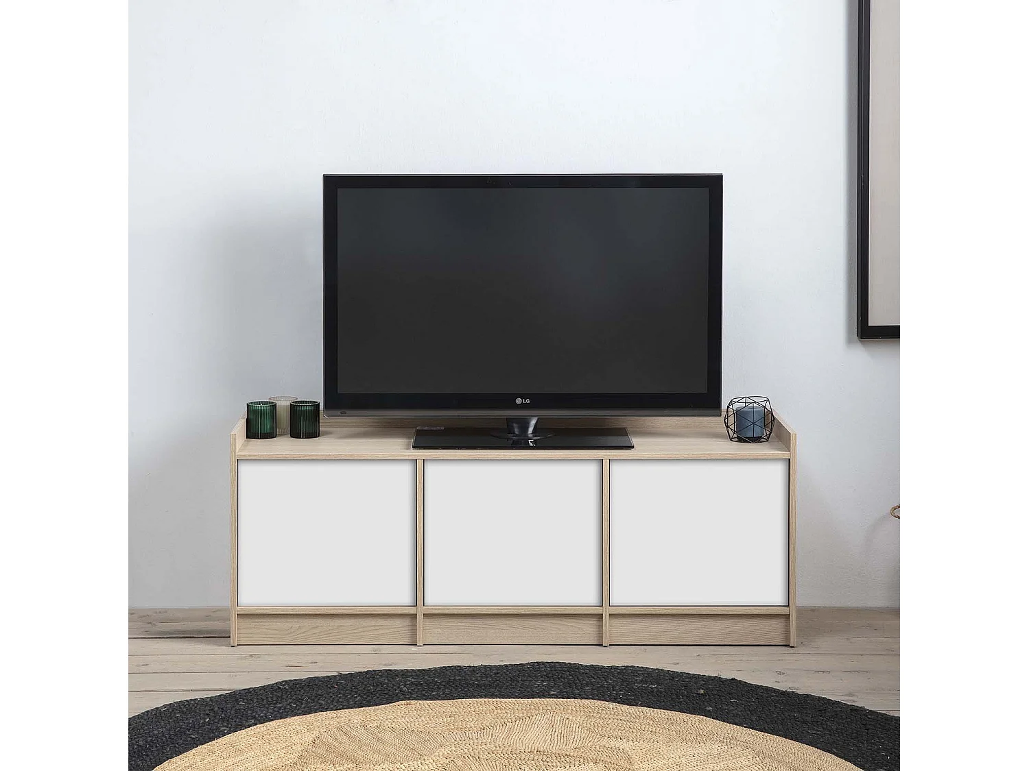 Tv Möbel Moscú 3 Türen, Eiche/Weiß