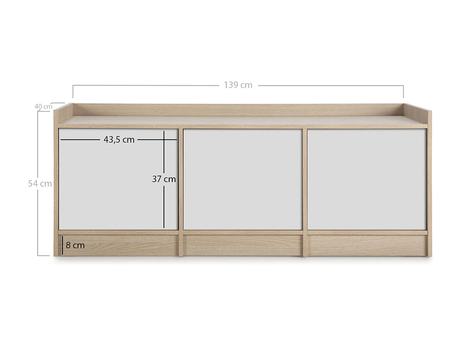 Tv Möbel Moscú 3 Türen, Eiche/Weiß