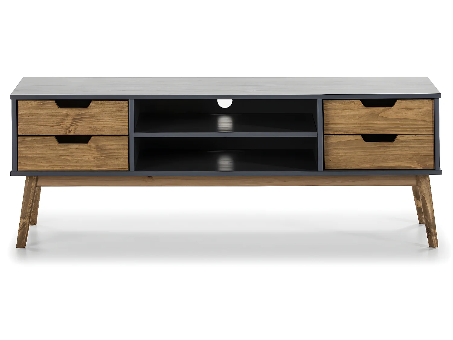 Meuble TV Java 1 Porte et 2 tiroir colour Gris, 140 cm