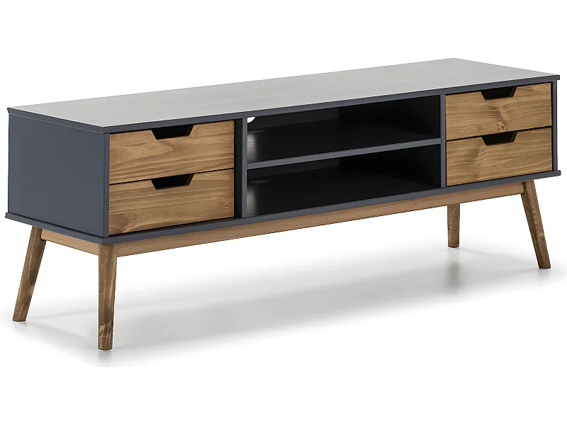 Meuble TV Java 1 Porte et 2 tiroir colour Gris, 140 cm