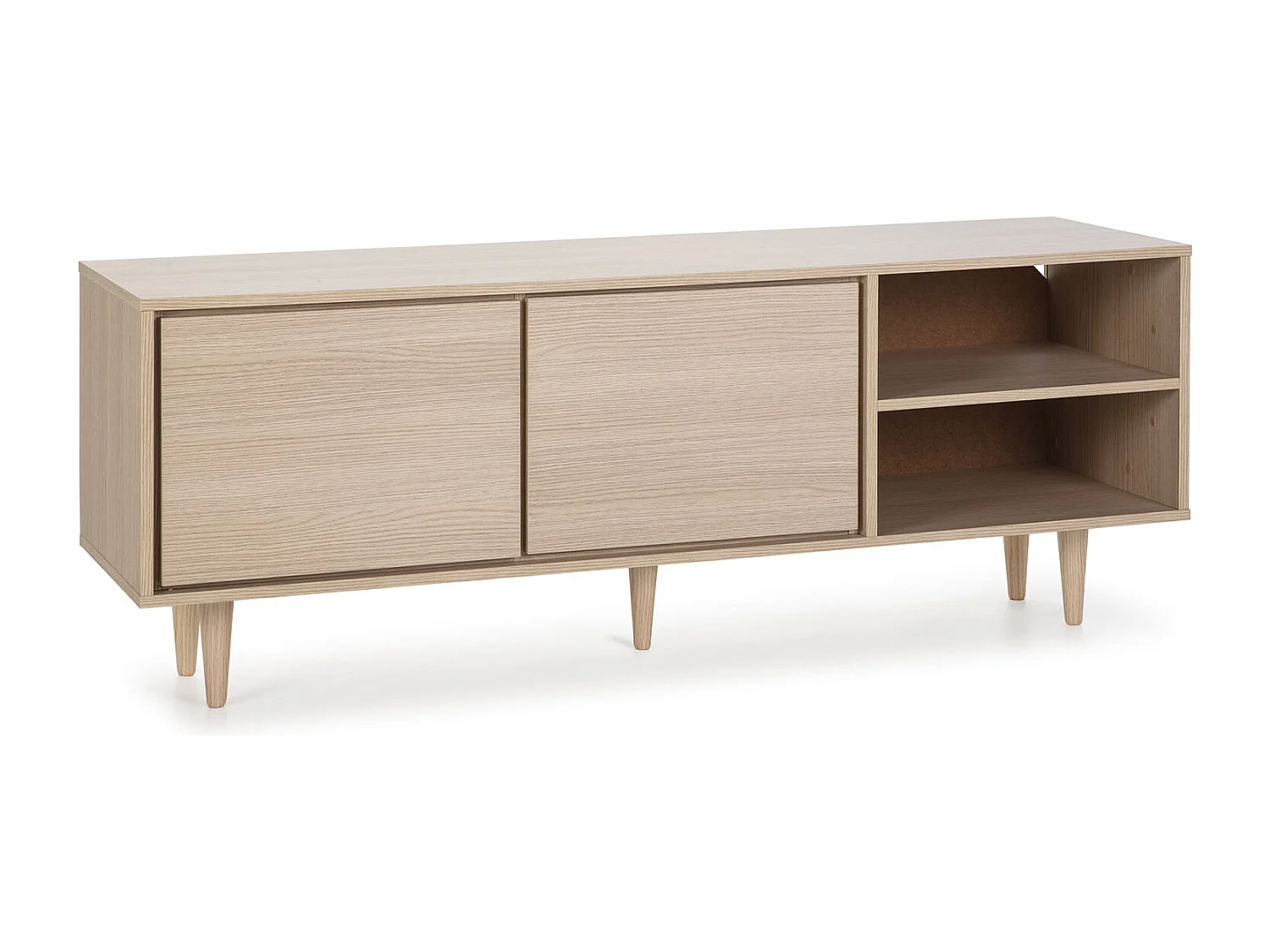 Mobile per TV Denia 2 Porte e 2 nicchie Color Rovere, 140 cm (Larghezza) 40 cm (profondità) 53 cm (Altezza)