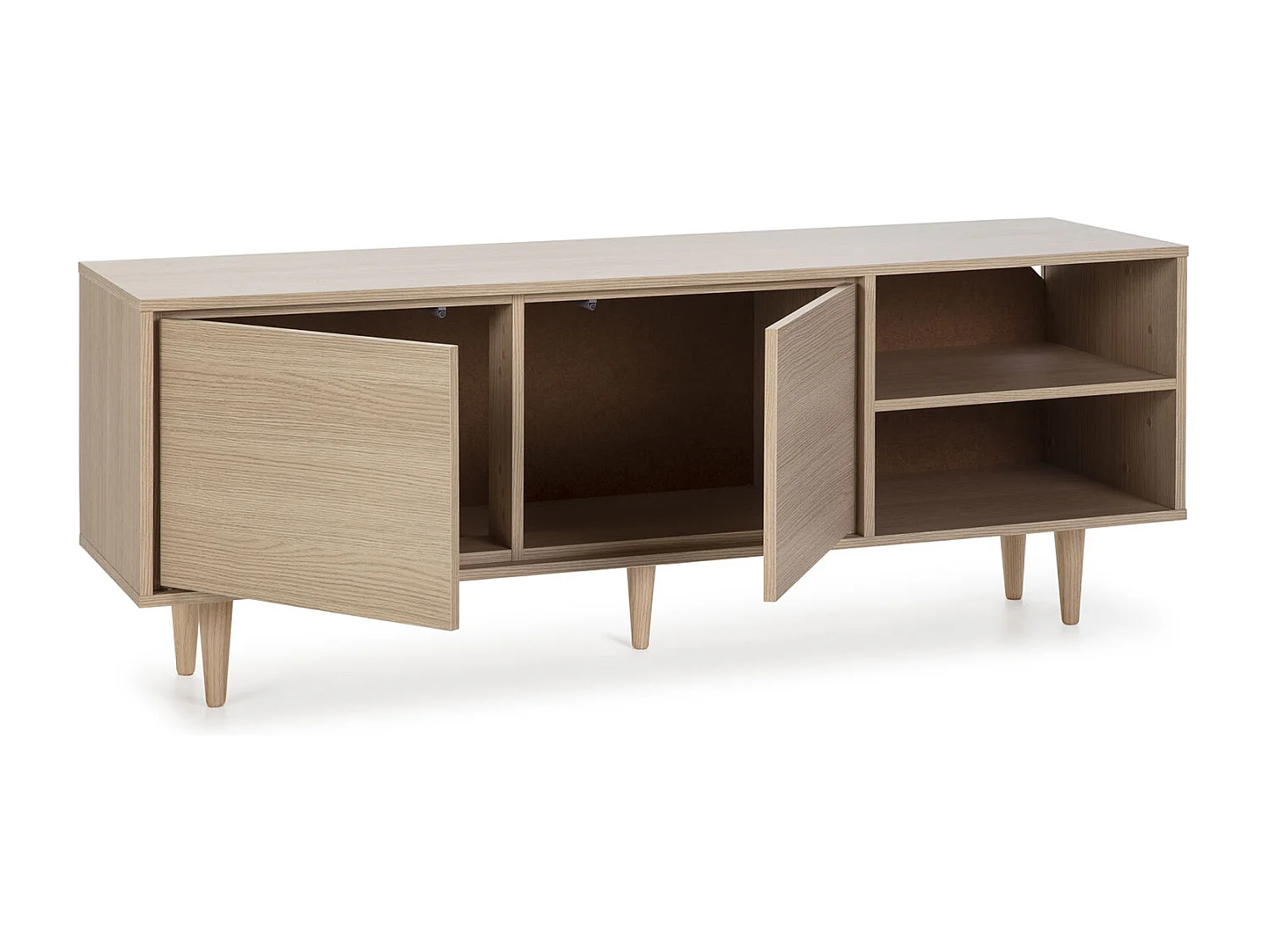 Mobile per TV Denia 2 Porte e 2 nicchie Color Rovere, 140 cm (Larghezza) 40 cm (profondità) 53 cm (Altezza)