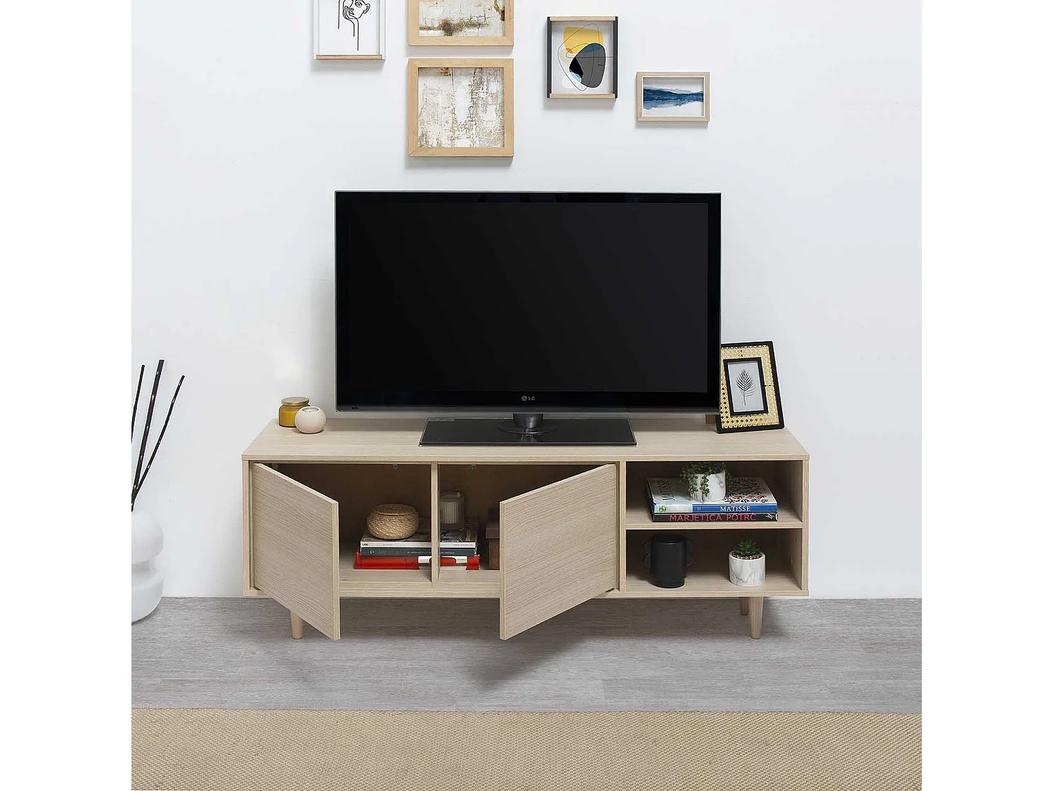 Mobile per TV Denia 2 Porte e 2 nicchie Color Rovere, 140 cm (Larghezza) 40 cm (profondità) 53 cm (Altezza)