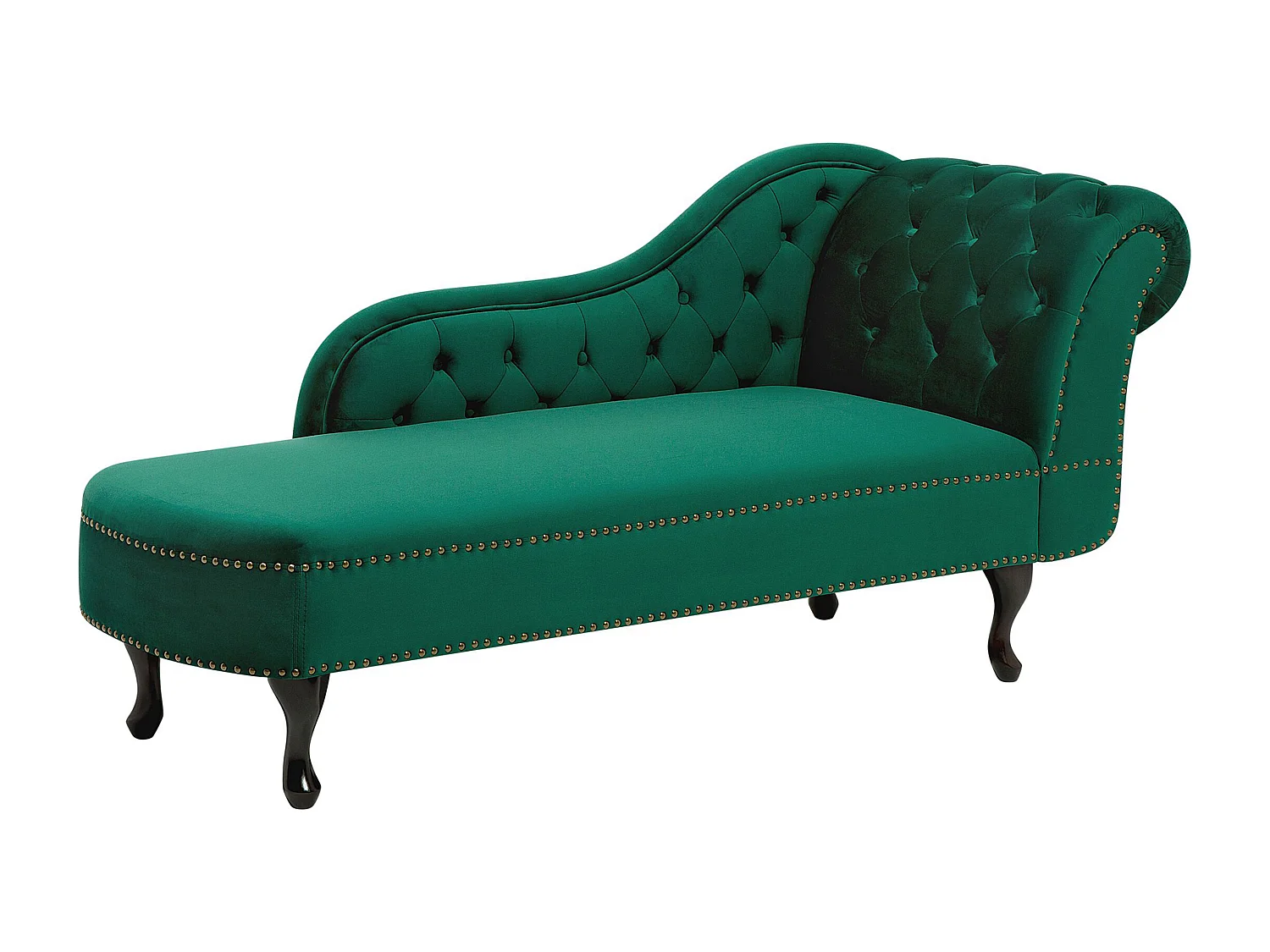 Chaise longue derecho NIMES Terciopelo Verde