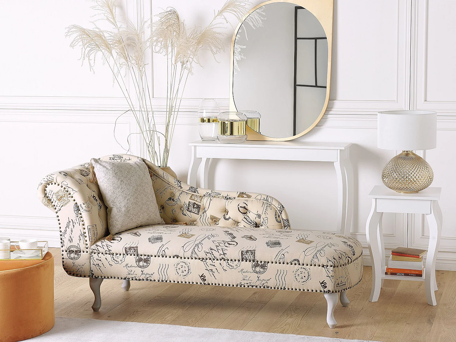 Chaise longue côté gauche NIMES Tissu Beige