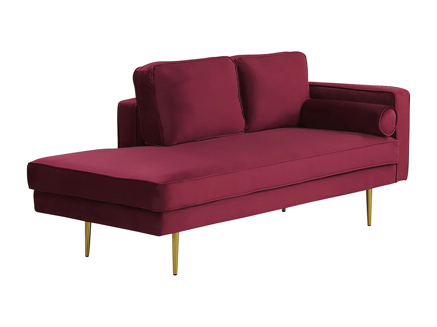 Chaise longue à direita MIRAMAS Veludo Vermelho escuro