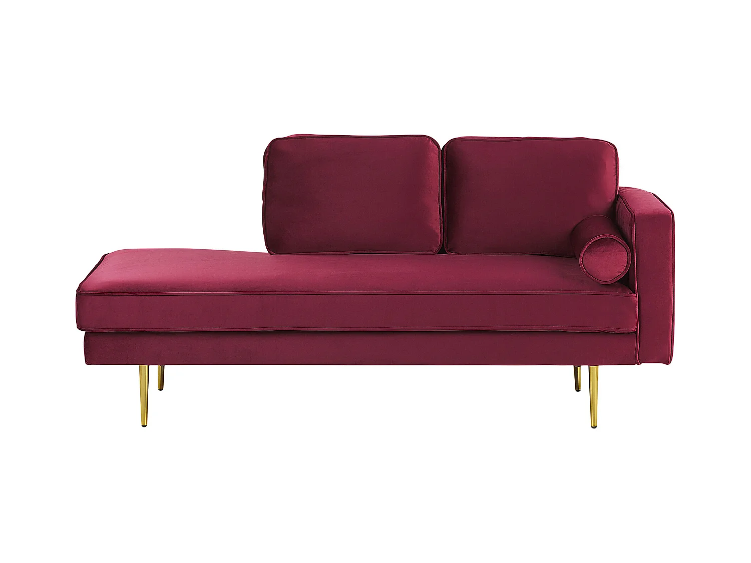 Chaise longue côté droit MIRAMAS Velours Rouge foncé