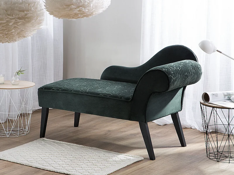 Chaise longue côté droit BIARRITZ Velours Vert foncé