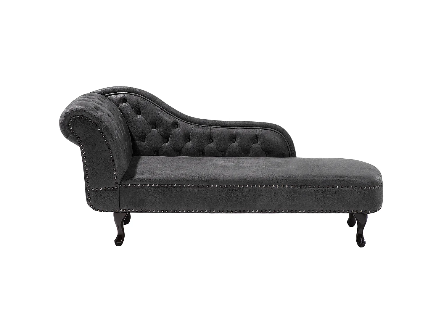 Klassische Ré­ca­mi­e­re im Chesterfield Style Kunstleder linksseitig dunkelgrau
