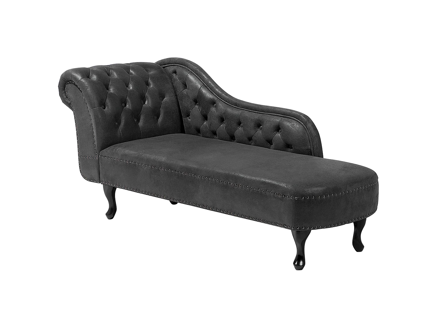 Klassische Ré­ca­mi­e­re im Chesterfield Style Kunstleder linksseitig dunkelgrau