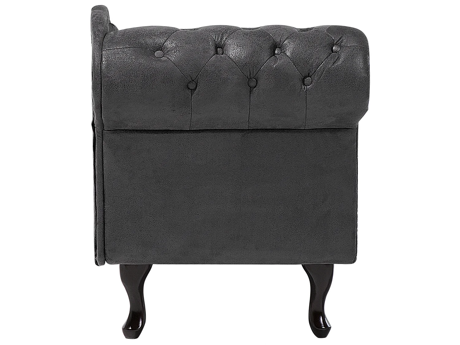 Klassische Ré­ca­mi­e­re im Chesterfield Style Kunstleder linksseitig dunkelgrau