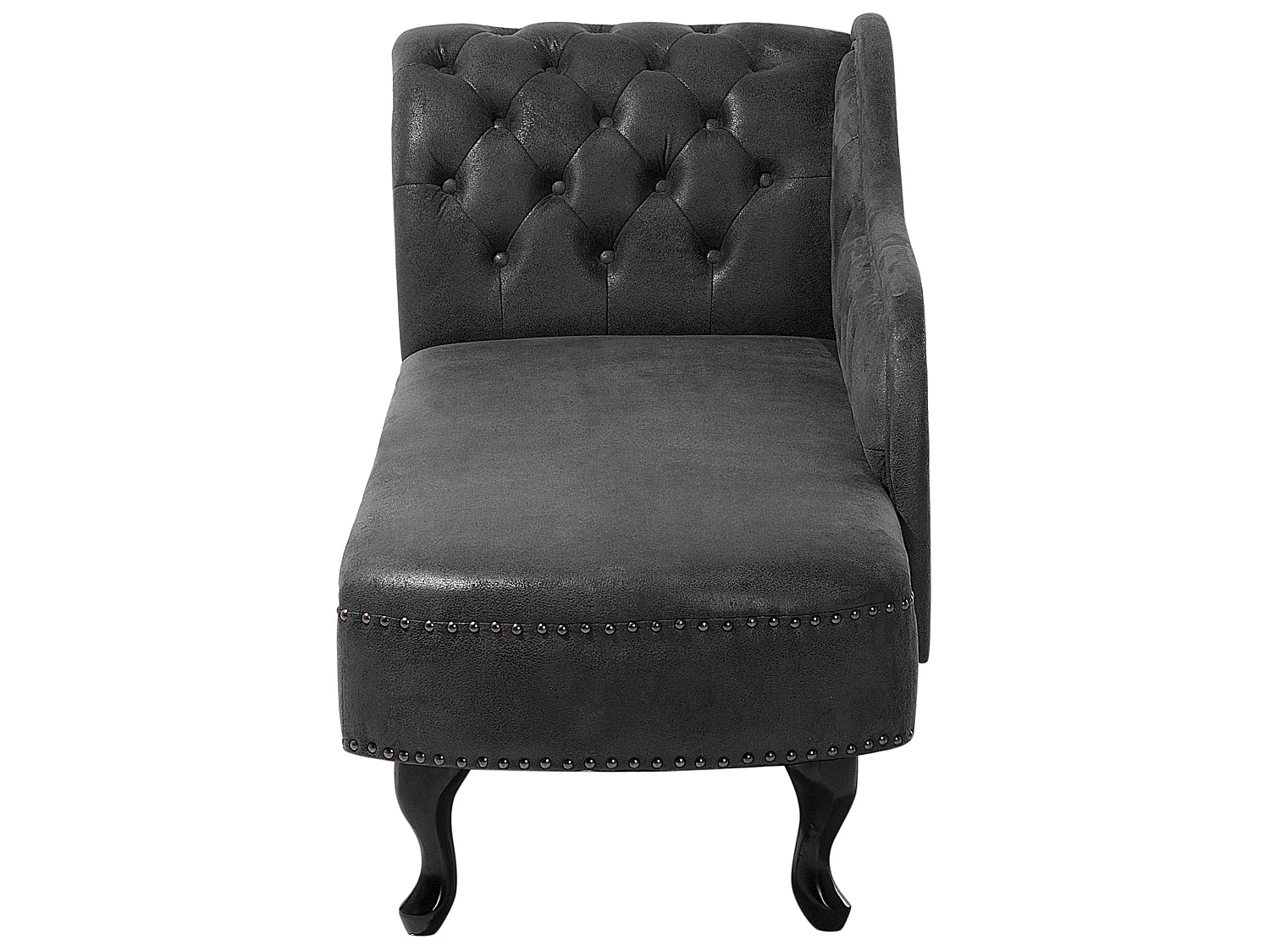 Klassische Ré­ca­mi­e­re im Chesterfield Style Kunstleder linksseitig dunkelgrau
