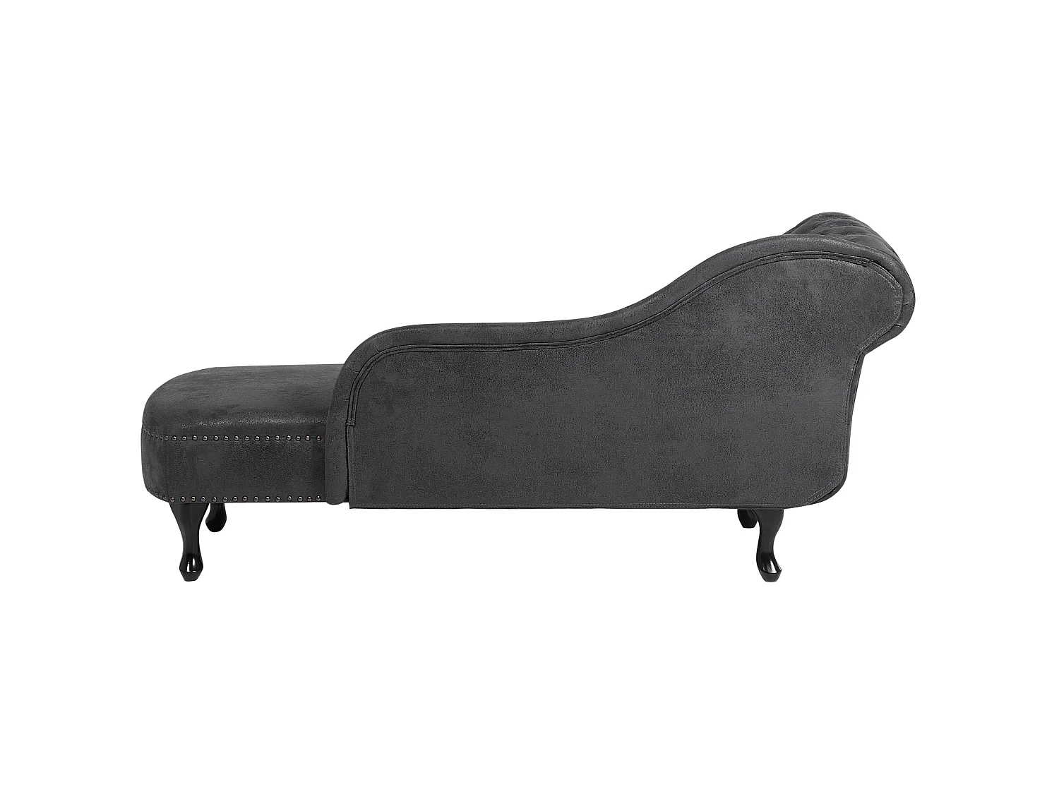 Klassische Ré­ca­mi­e­re im Chesterfield Style Kunstleder linksseitig dunkelgrau