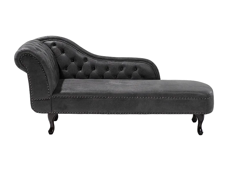 Linkszijdige chaise longue NIMES Kunstsuède Donkergrijs