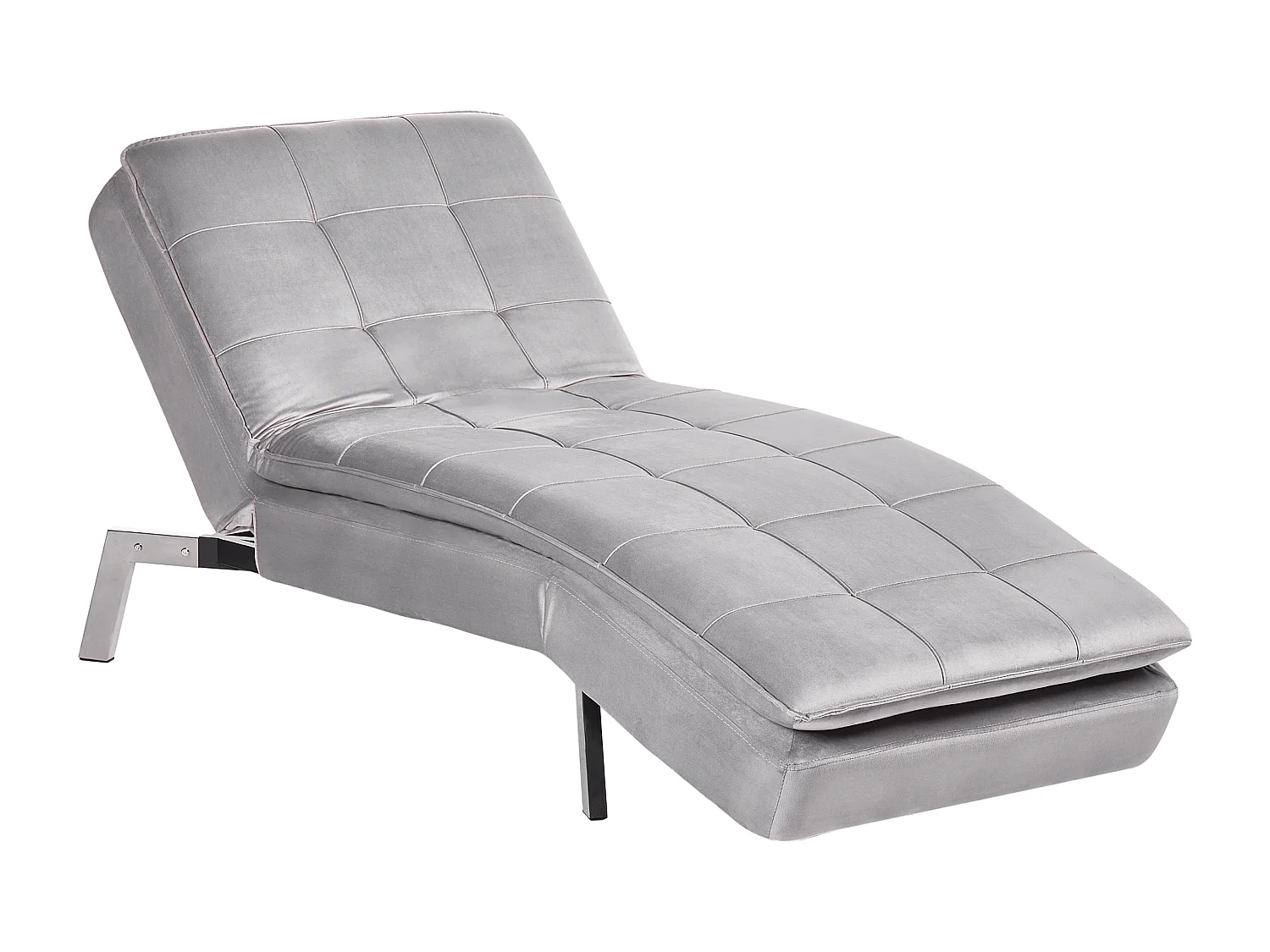 Moderne, verstellbare Chaiselongue in Hellgrau Bezug aus Samtstoff Récamiere Loiret