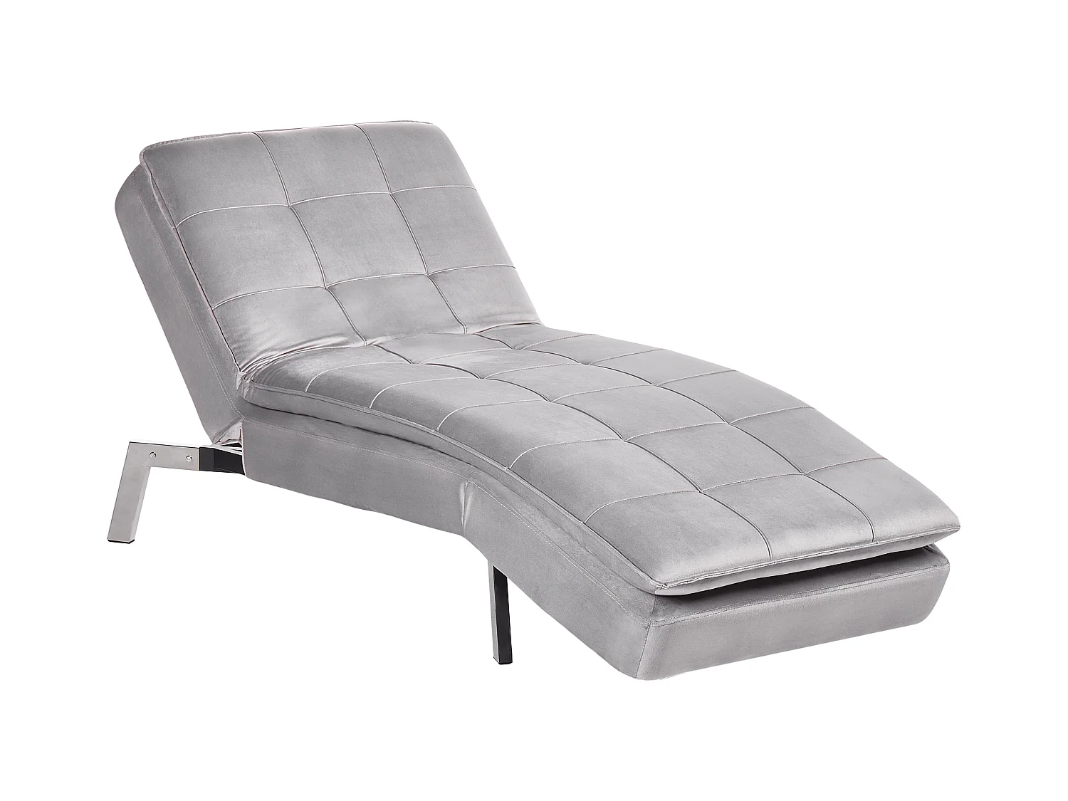 Chaise longue LOIRET Velours Gris clair