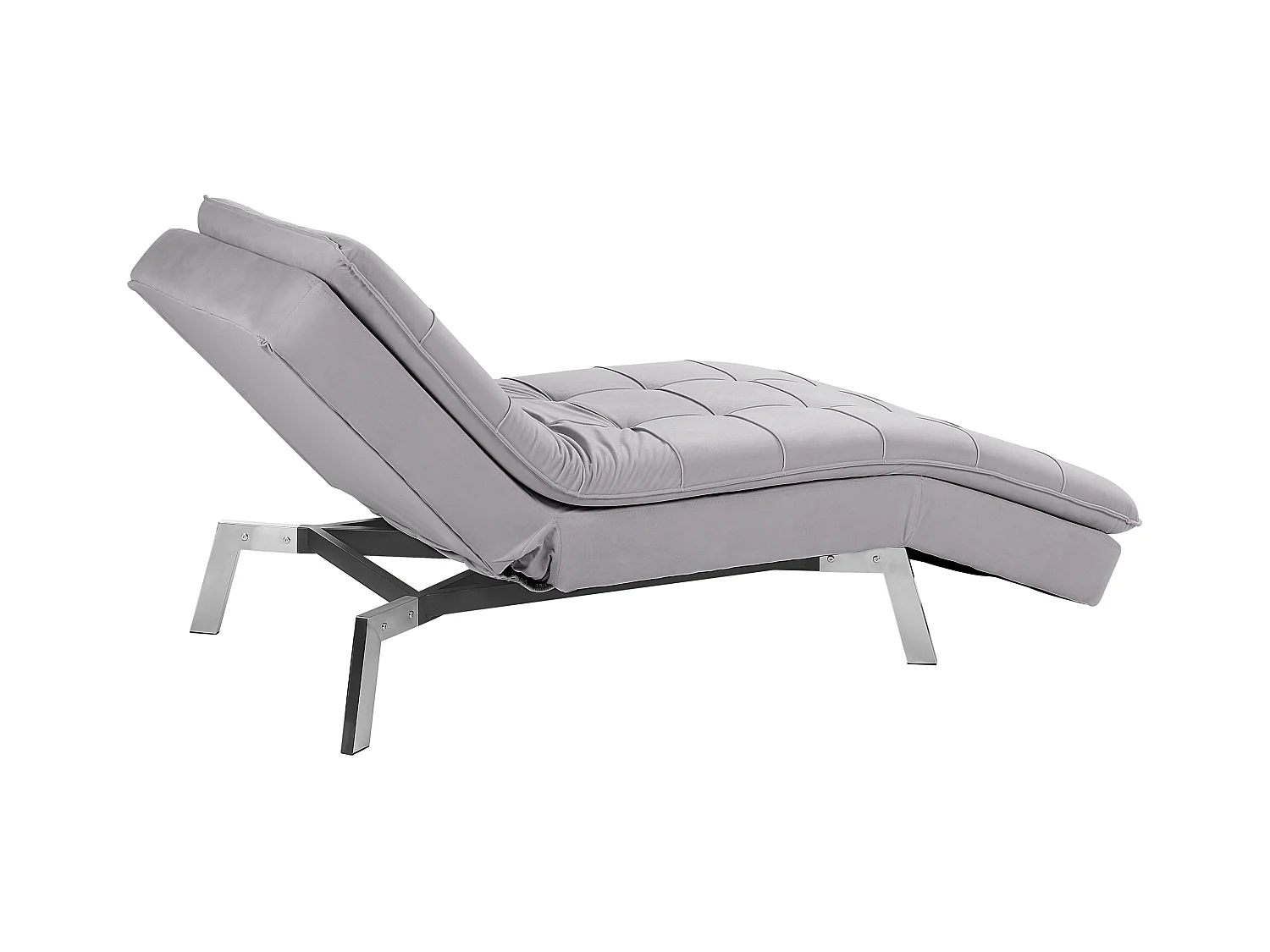 Chaise longue LOIRET Velours Gris clair