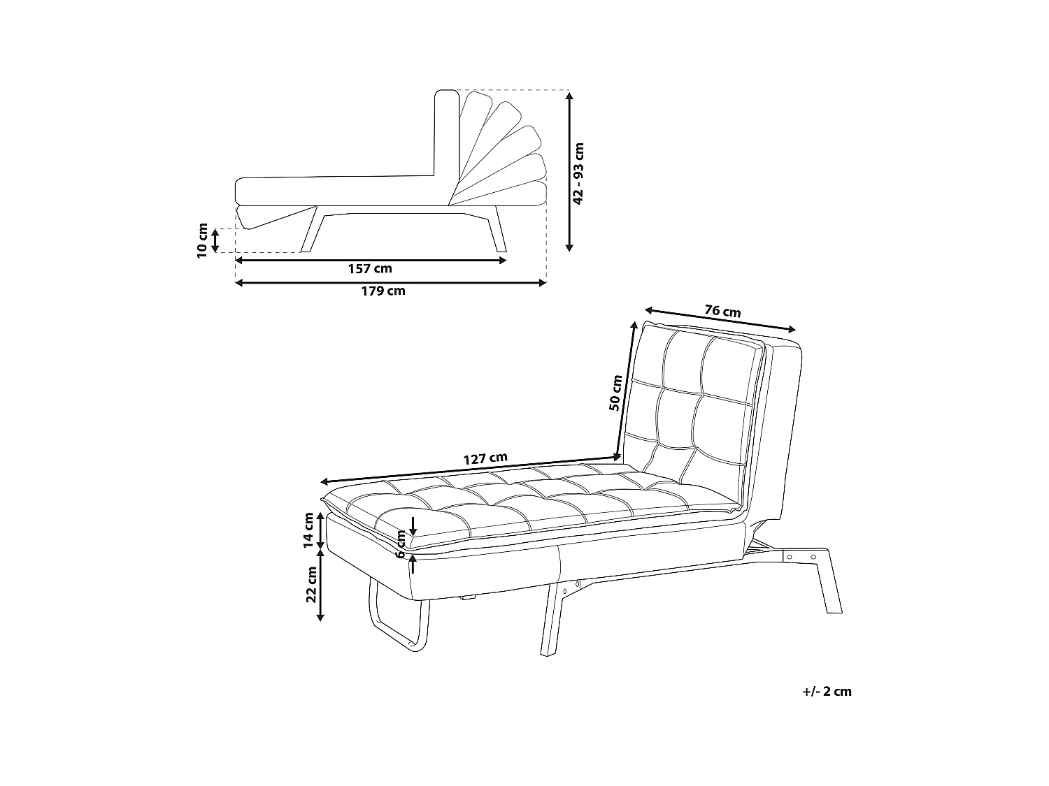 Chaise longue LOIRET Velours Gris clair