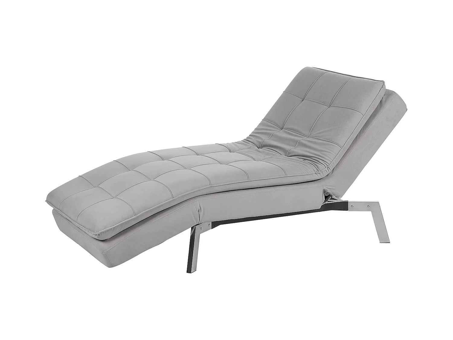 Chaise longue LOIRET Velours Gris clair