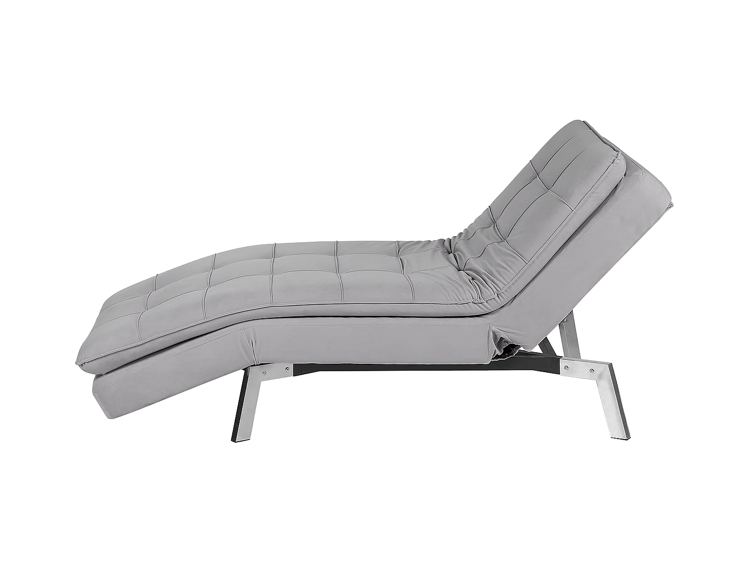 Chaise longue LOIRET Velours Gris clair