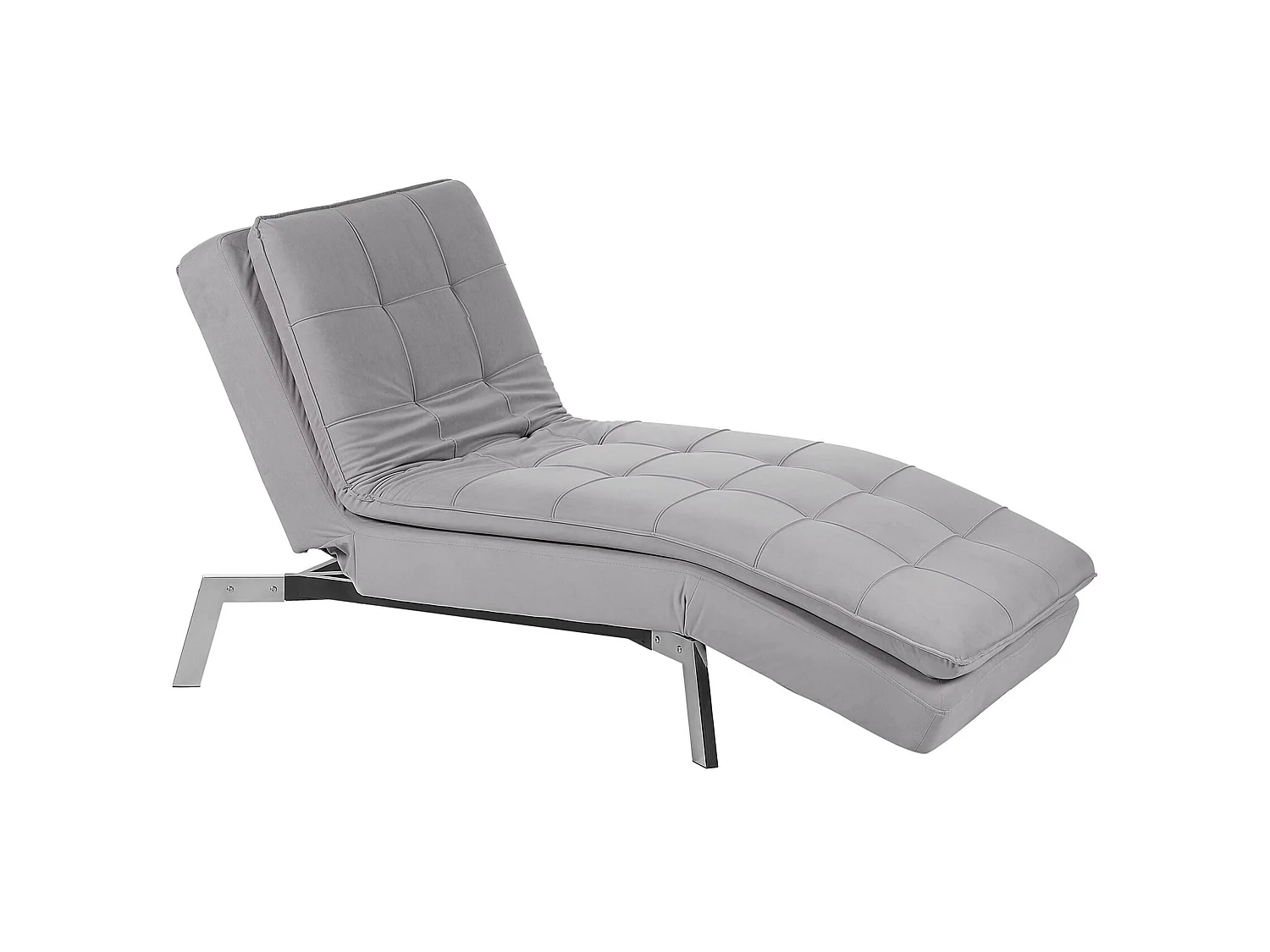 Chaise longue LOIRET Velours Gris clair