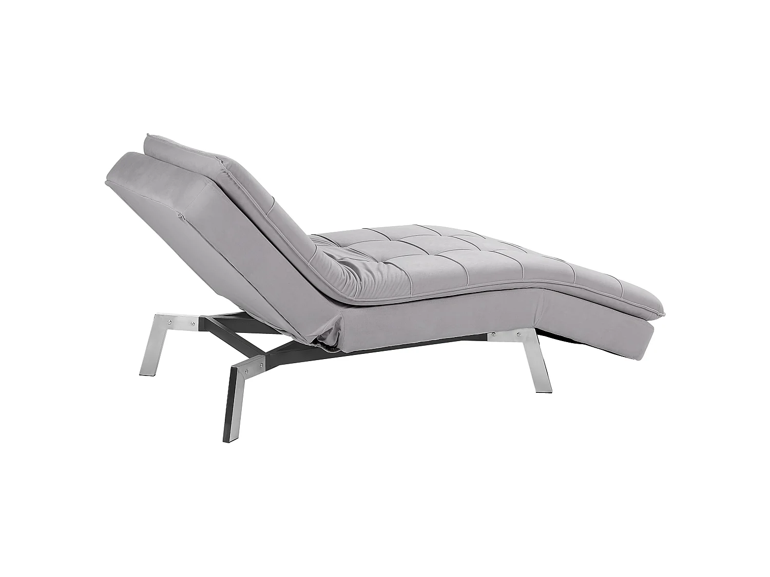 Chaise longue LOIRET Velours Gris clair