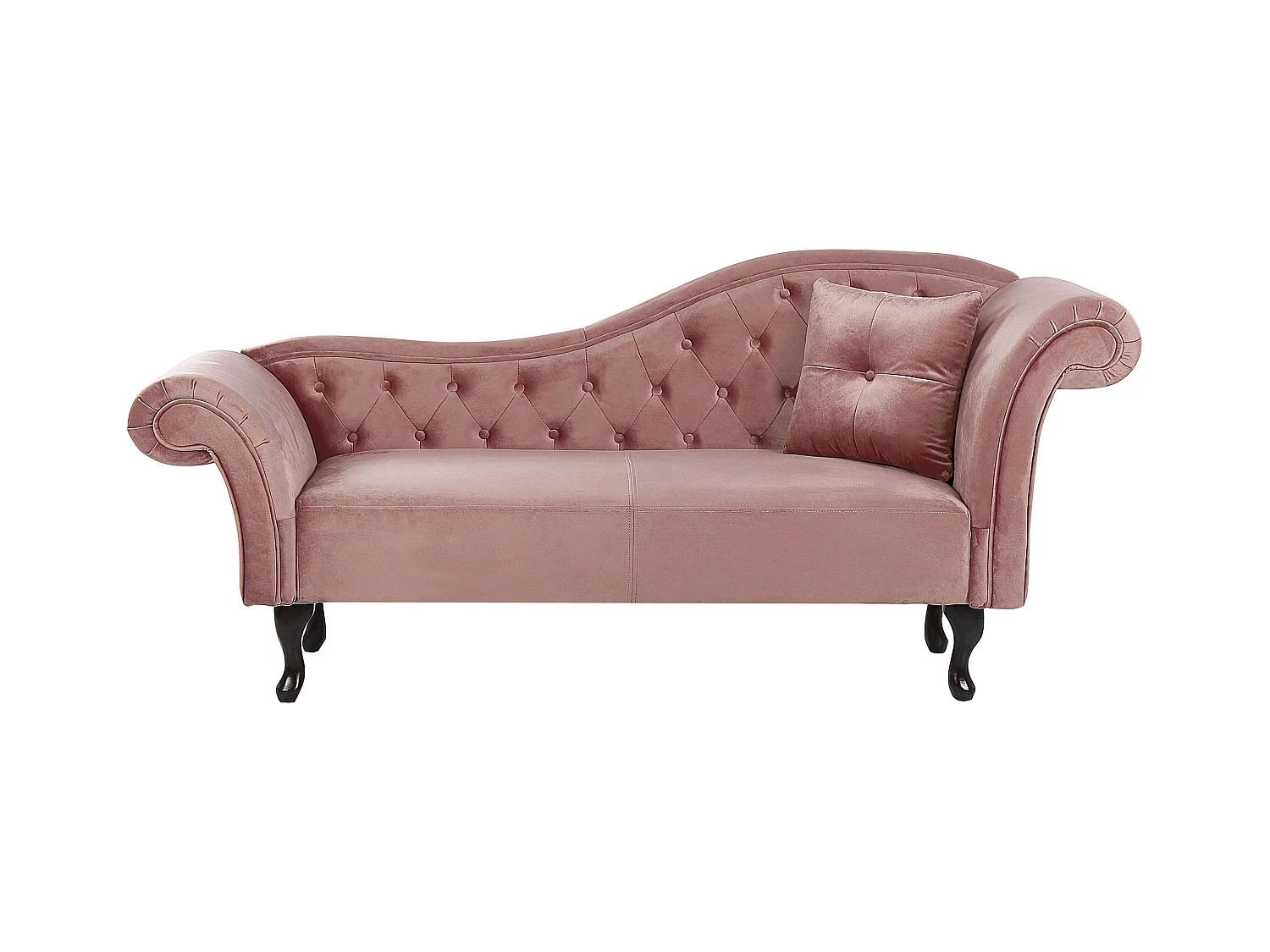 Chaise longue côté droit LATTES Velours Rose