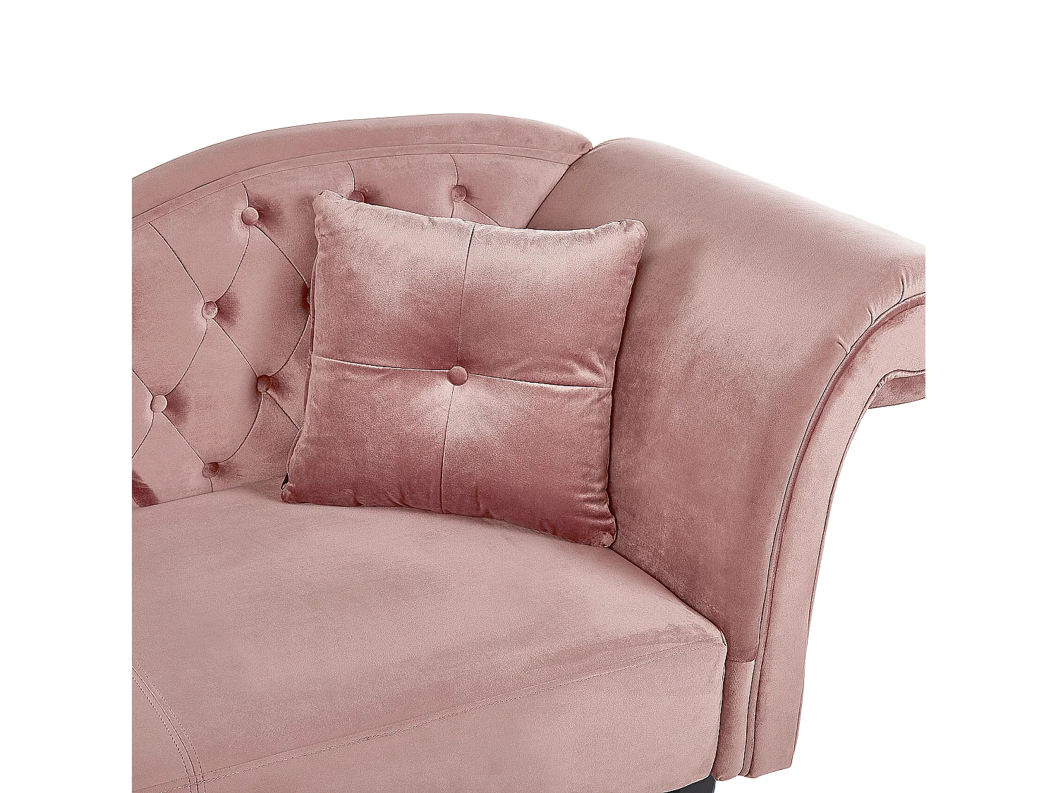 Chaiselongue Samt rosa rechts gesteppt mit Kissen Chesterfield-Stil Lattes