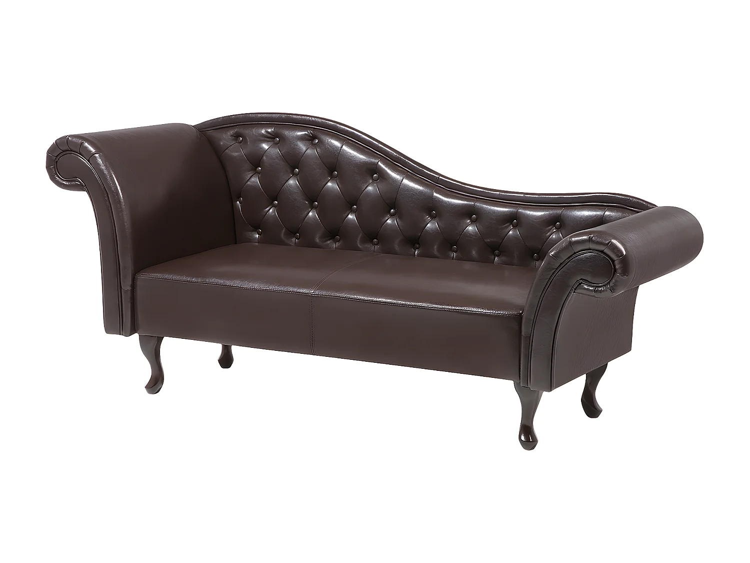 Chaise longue izquierdo LATTES Piel sintética Marrón oscuro