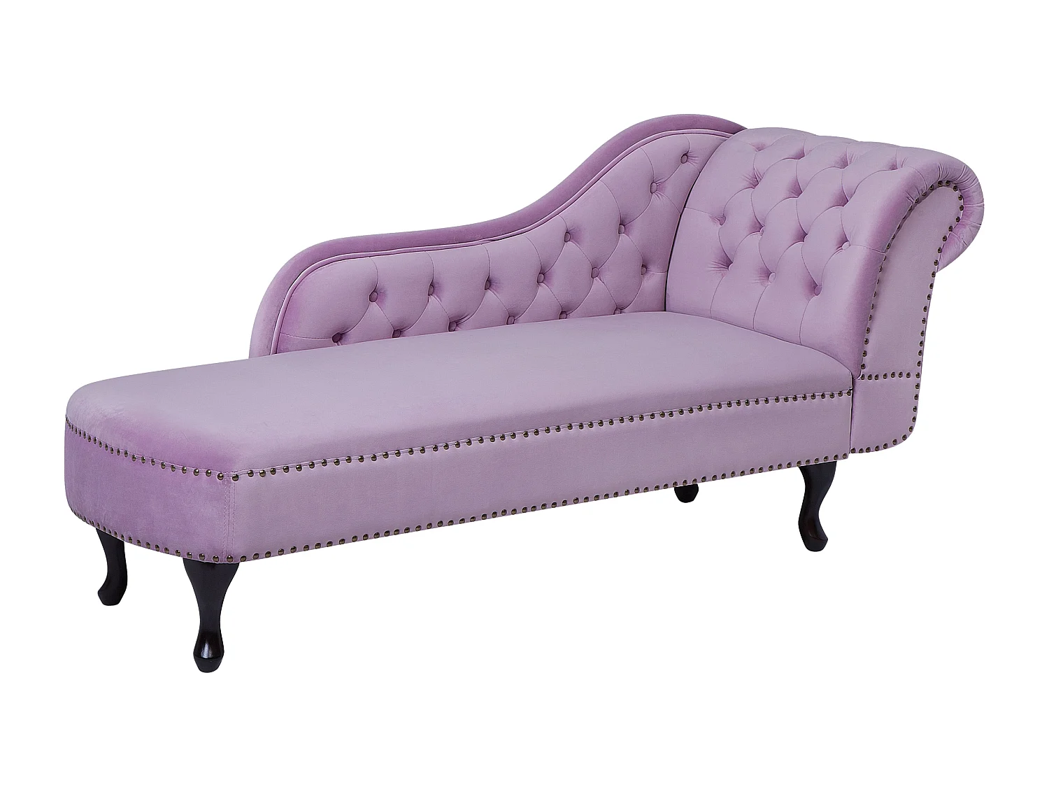 Chaise longue derecho NIMES Terciopelo Violeta claro