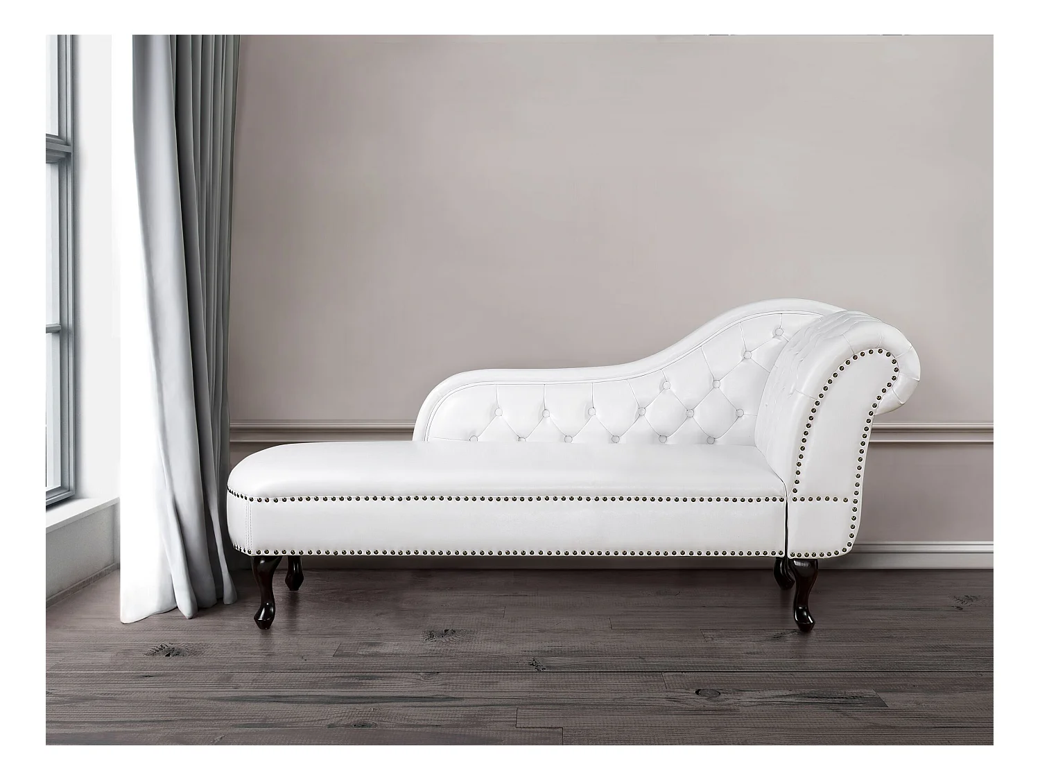 Chaise longue côté droit NIMES Cuir PU Blanc