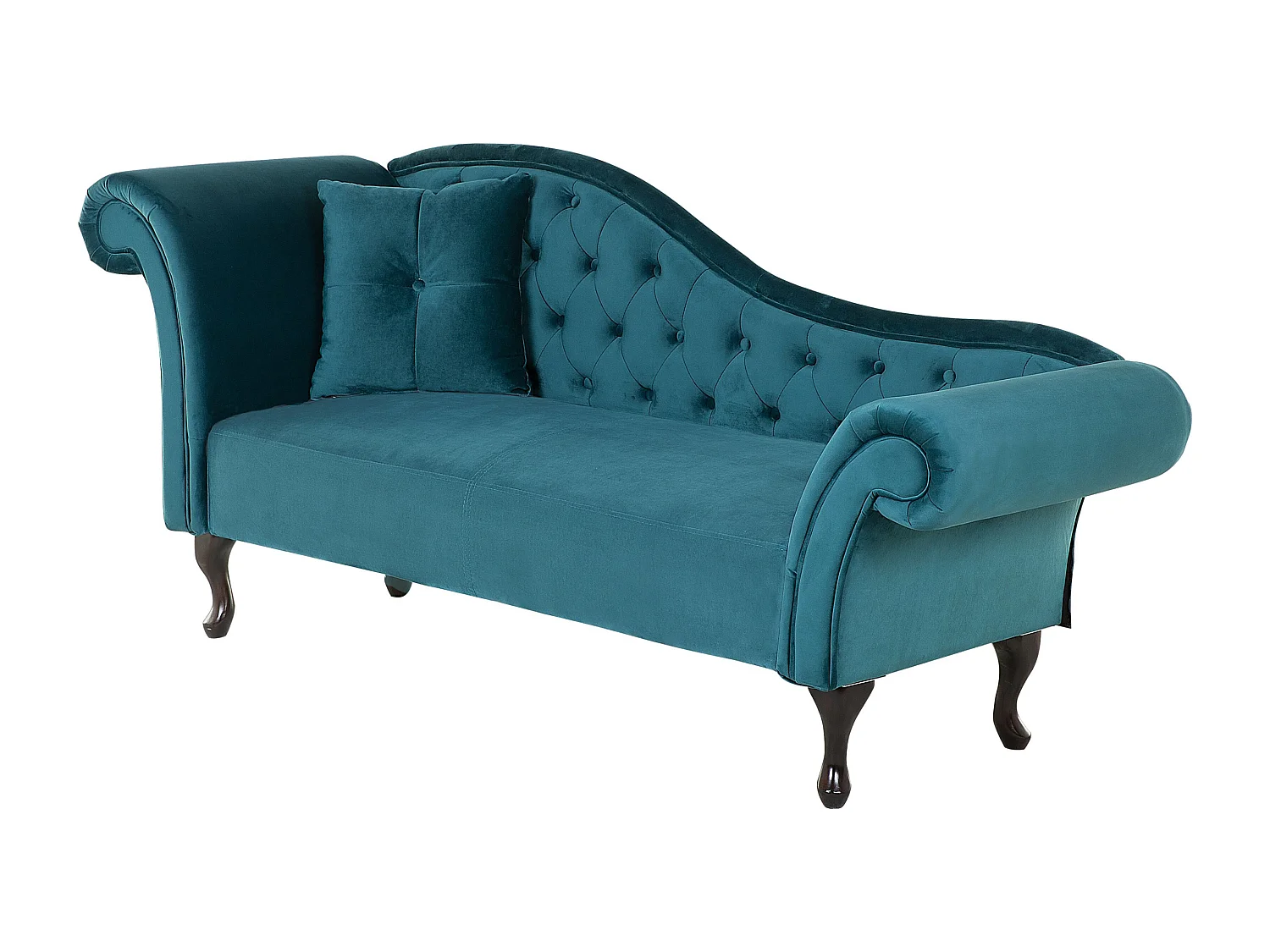 Linkszijdige chaise longue LATTES Fluweel Blauwgroen