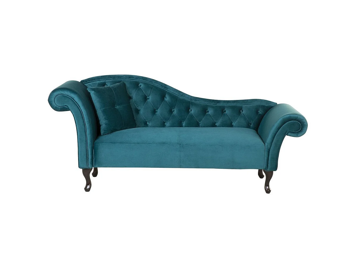 Chaise longue côté gauche LATTES Velours Bleu paon