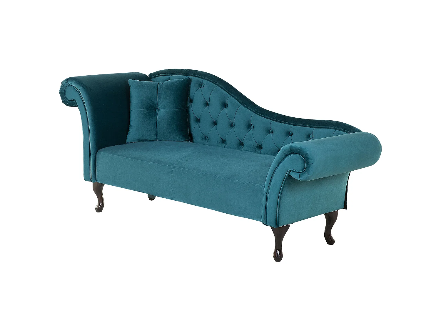 Chaise longue côté gauche LATTES Velours Bleu paon