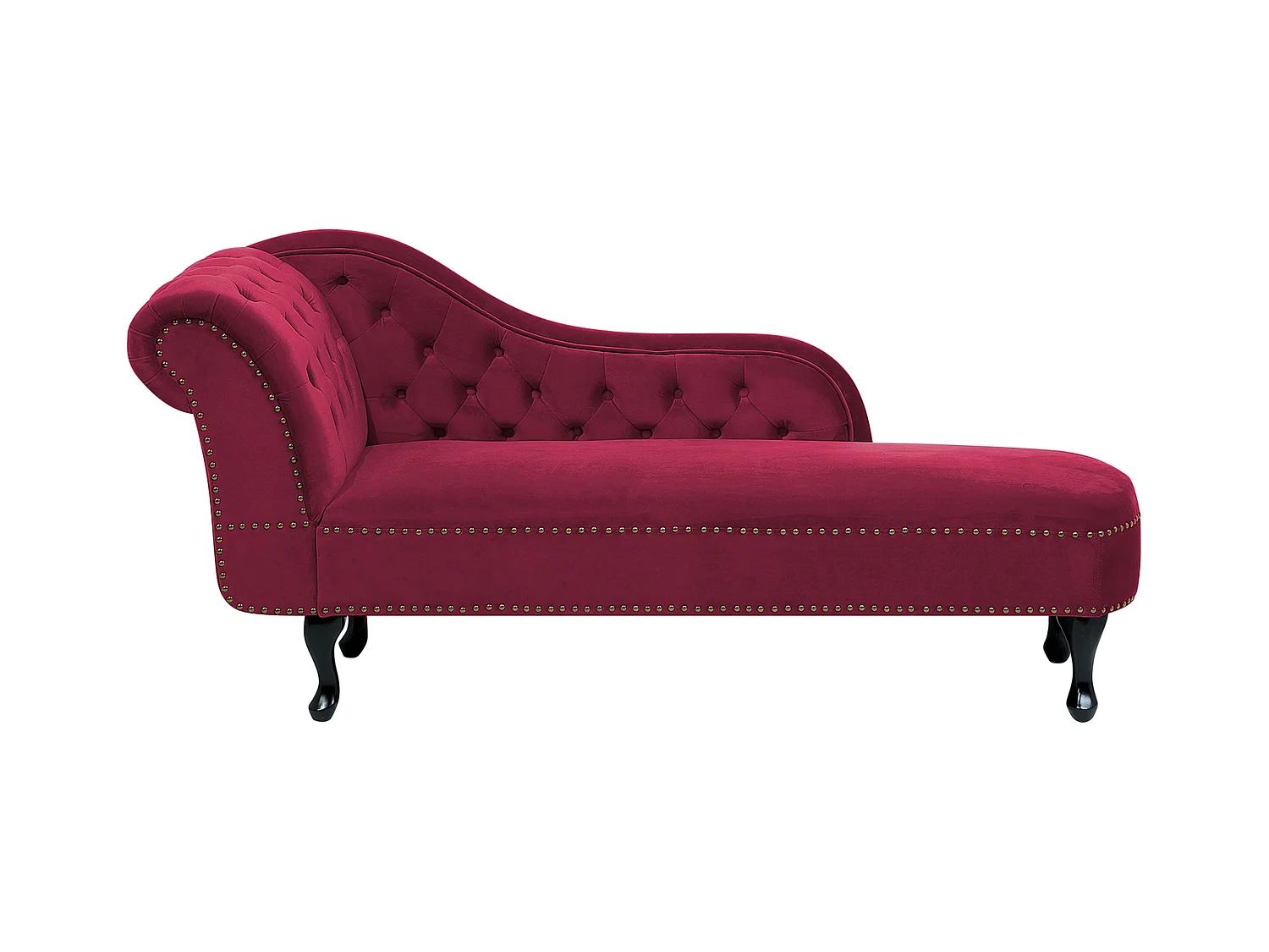 Chaise longue côté droite NIMES Velours Rouge Bordeaux