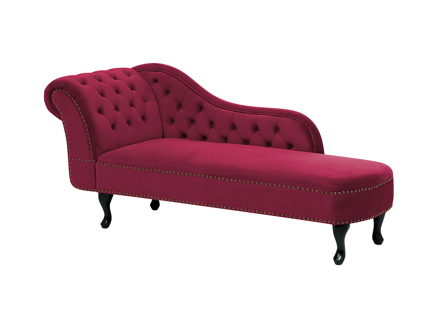 Chaise longue côté droite NIMES Velours Rouge Bordeaux