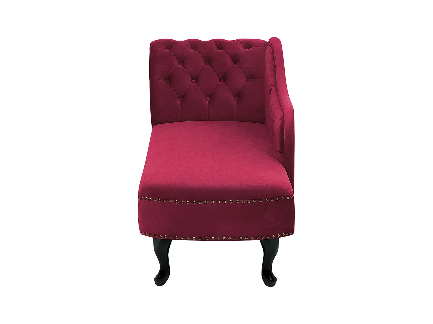 Chaise longue côté droite NIMES Velours Rouge Bordeaux