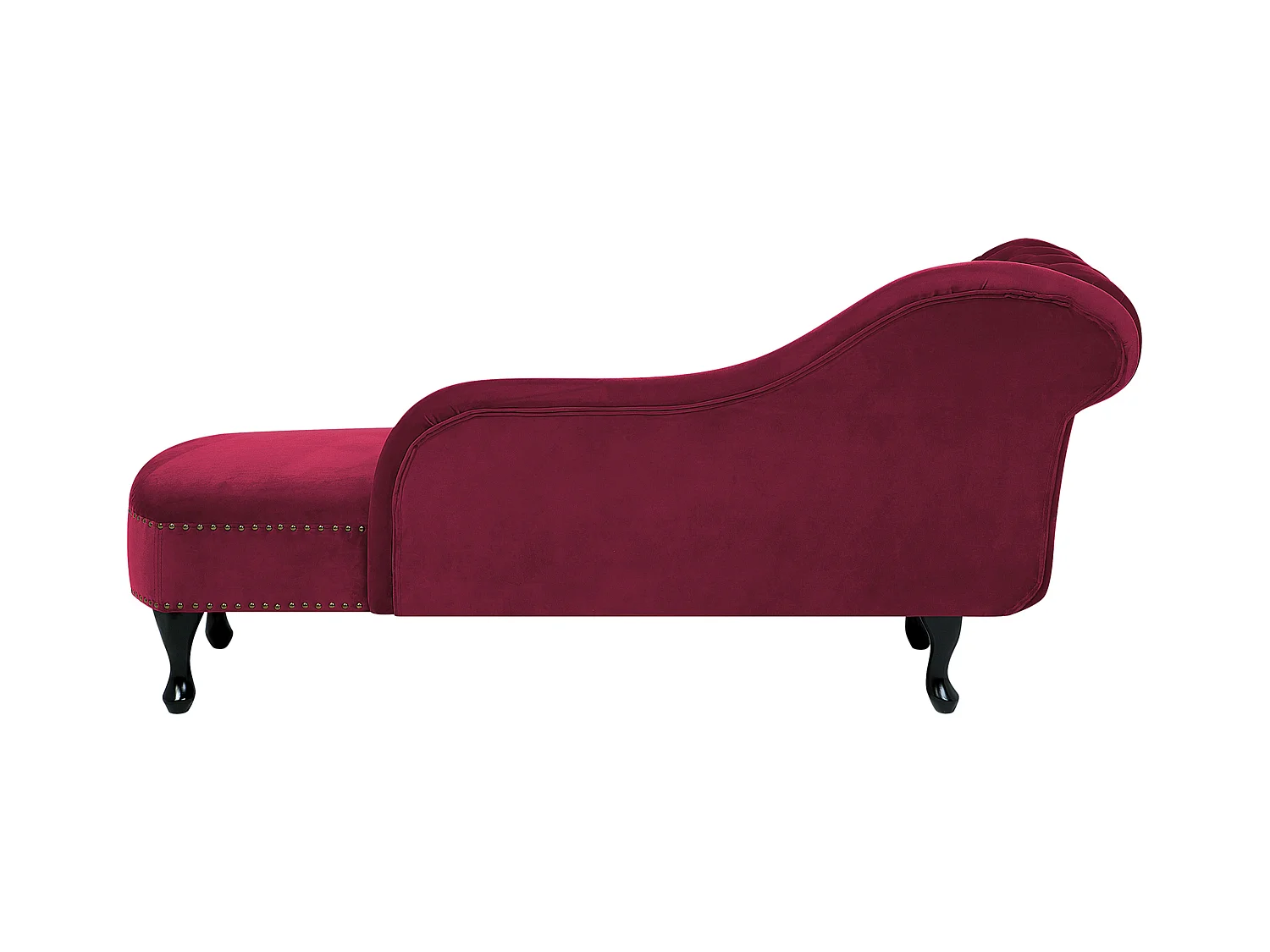 Chaise longue côté droite NIMES Velours Rouge Bordeaux