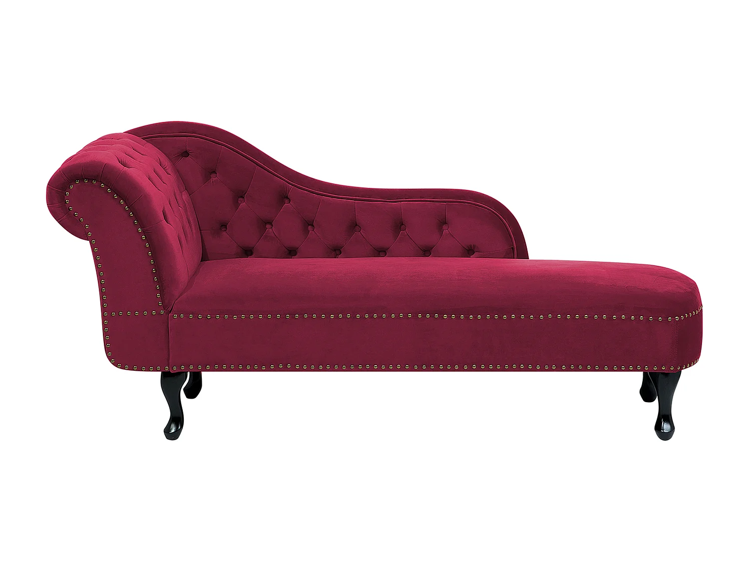 Linkszijdige chaise longue NIMES Fluweel Bordeaux
