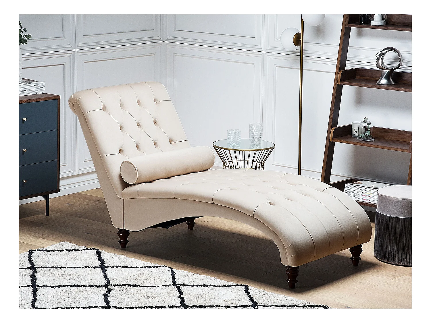 Chaise longue MURET Velours Beige