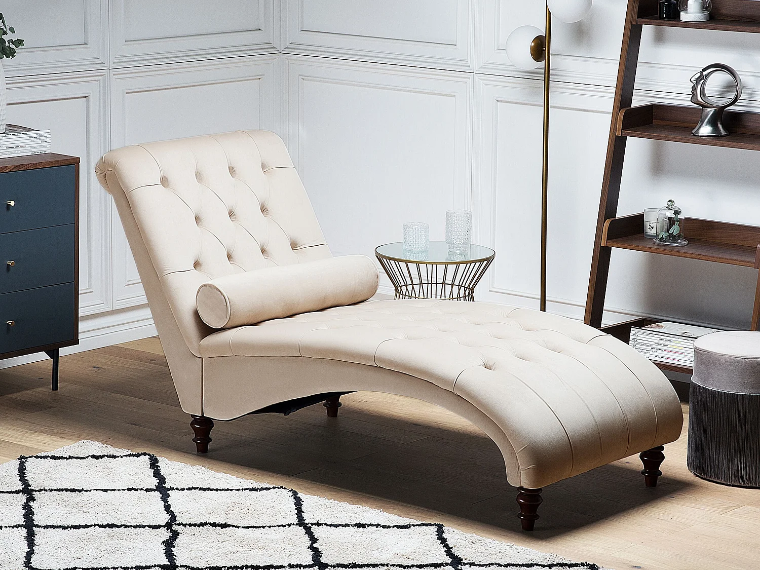 Chaise longue MURET Velours Beige