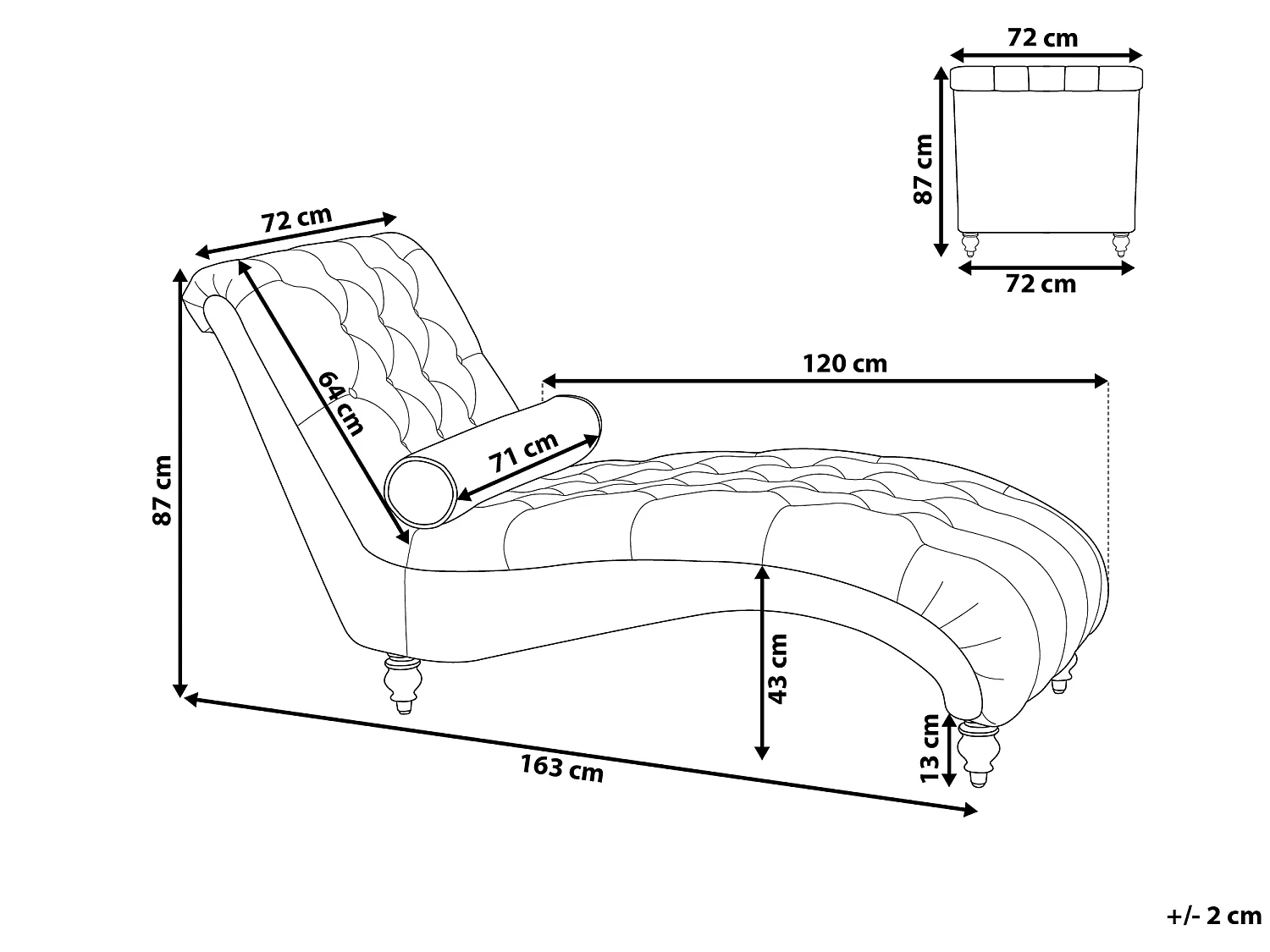 Chaise longue MURET Velours Beige