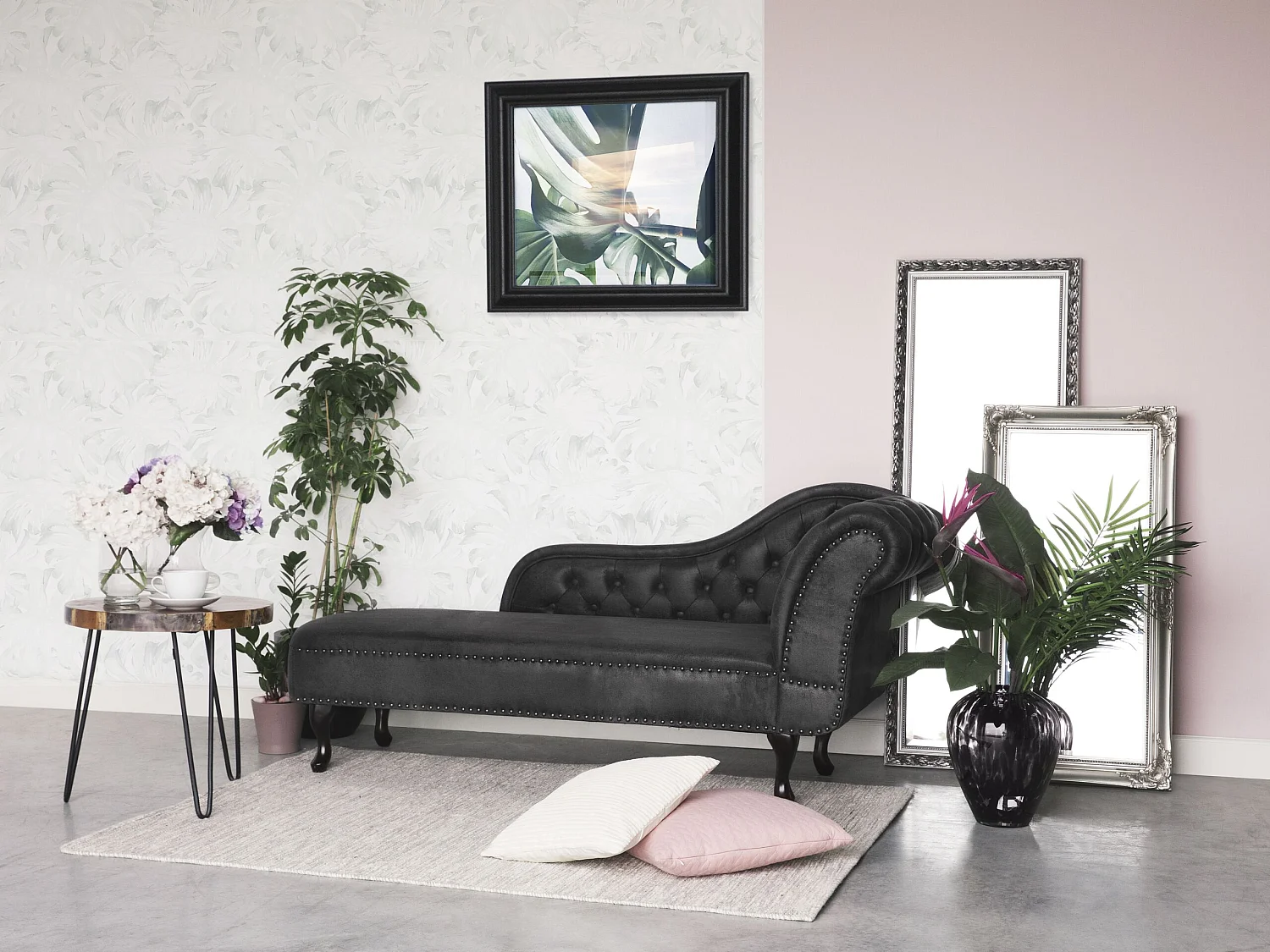 Chaise longue côté droit NIMES Daim synthétique Gris foncé