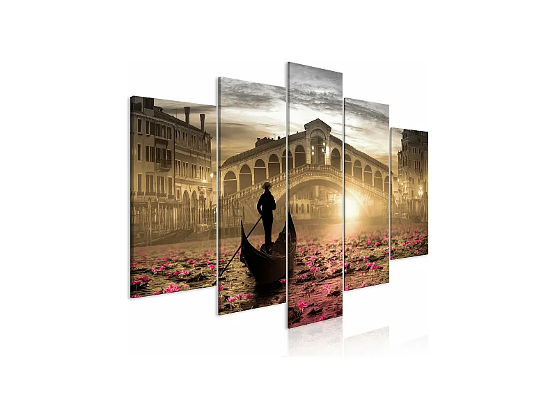 Tableau Venise Magique (5 Parties) Large Orange - 200 x 100 cm