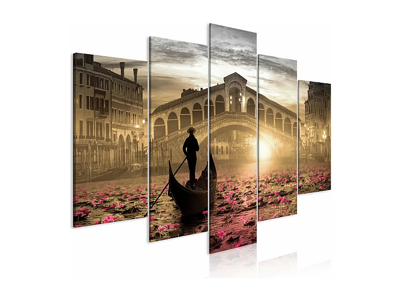 Tableau Venise Magique (5 Parties) Large Orange - 200 x 100 cm