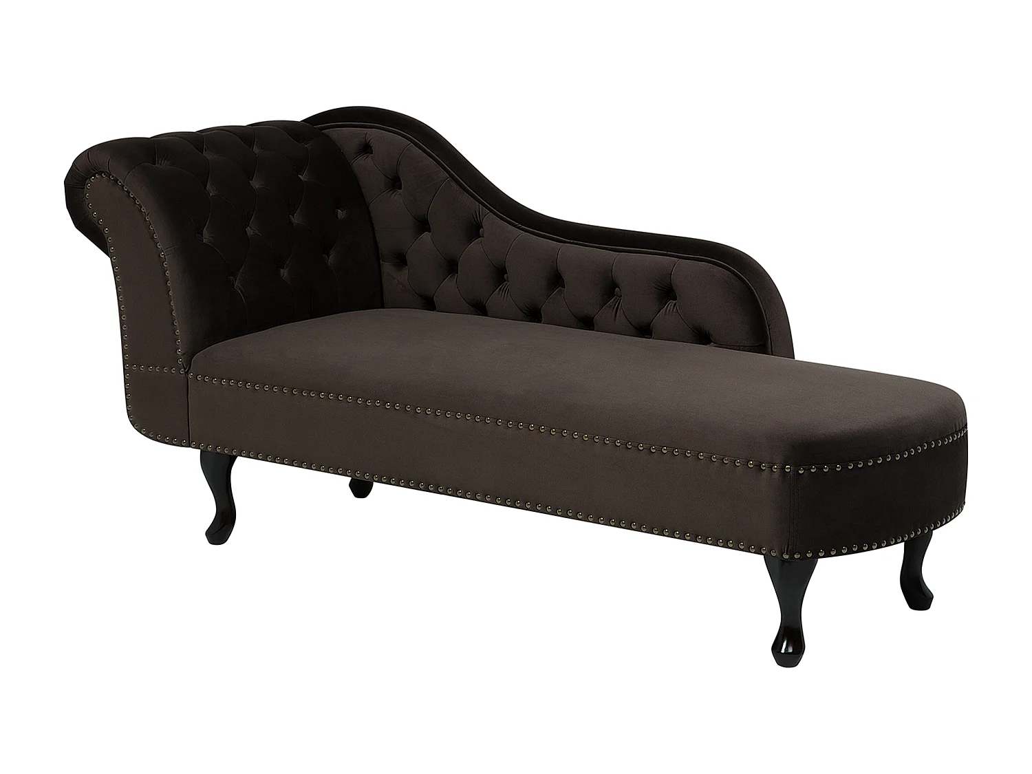Chaise longue côté droite NIMES Velours Marron foncé