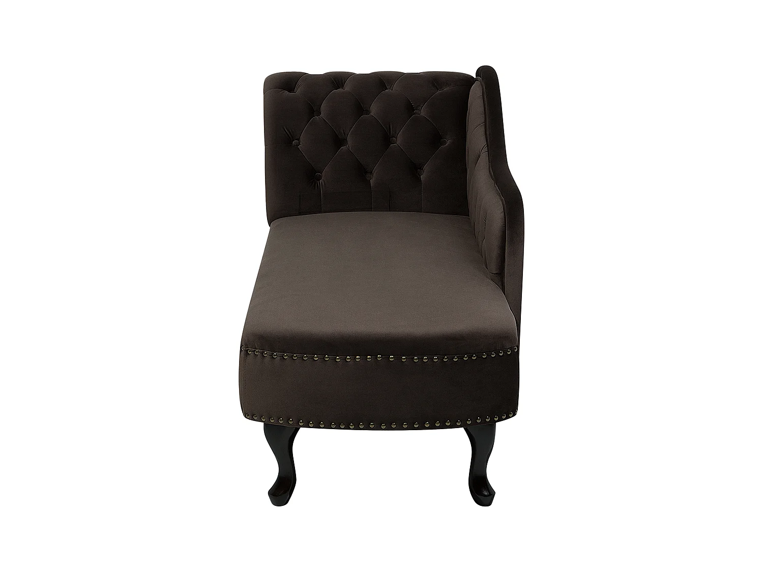 Chaise longue côté droite NIMES Velours Marron foncé