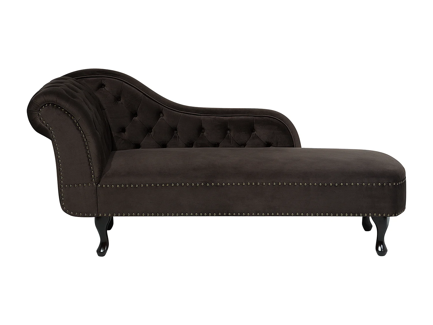 Chaise longue côté droite NIMES Velours Marron foncé