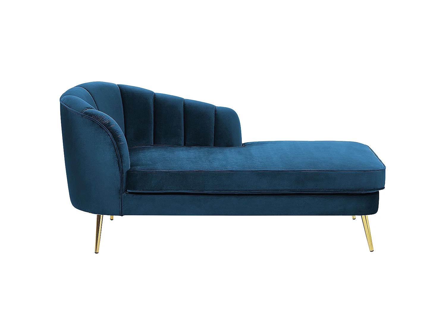 Linkszijdige chaise longue ALLIER Fluweel Marineblauw